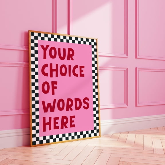 YaHaku Groovy Checkerboard Custom Quote Print: Personalized Typography Art