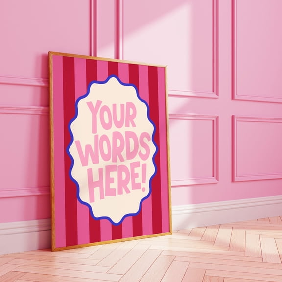YaHaku Groovy Striped Custom Quote Print: Personalized Typography Wall Art