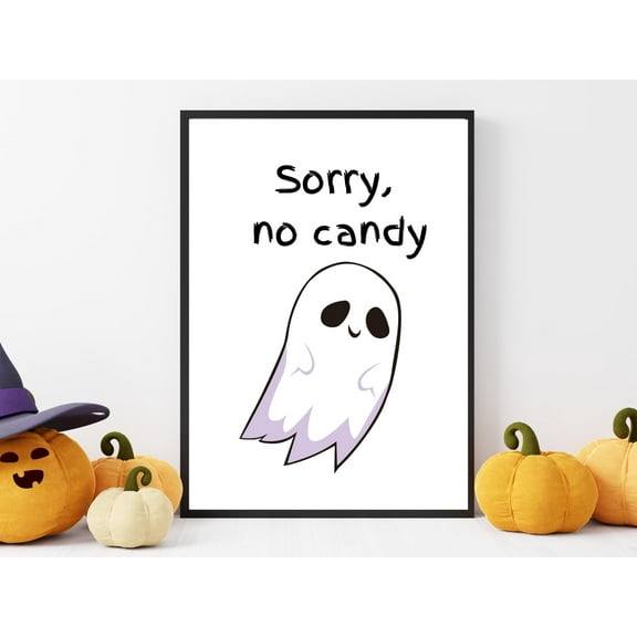 YaHaku HALLOWEEN DECOR, Sorry No Candy, Cute Sheet Ghost, Trick or Treat Sign, Halloween No Candy Sign for Door and Porch,
