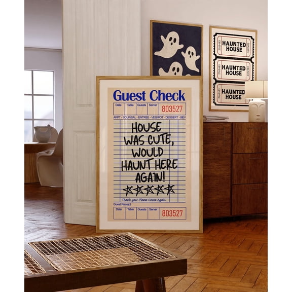 YaHaku Halloween Guest Check, Guest Check Print, House Was Cute Would Haunt Here Again Guest Check, Halloween Decor