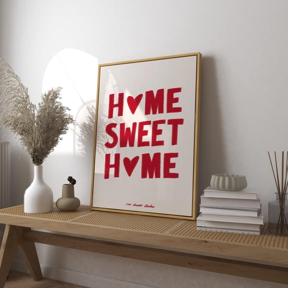 YaHaku Home Sweet Home Art Print Poster, Vintage Home Decor Print, Cozy Trendy Retro Print, Entryway Mid Century Print, Modern Bed Kitchen Wall Art