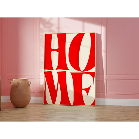 YaHaku Home Typography Poster Red, Dopamine Decor, Maximalist Wall Art, Indie Preppy College Dorm Room Decor, Trendy Girly Wall Art, Retro Quote