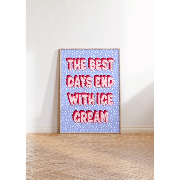 YaHaku Ice Cream Quote Print: Seaside Kitchen Dessert Poster