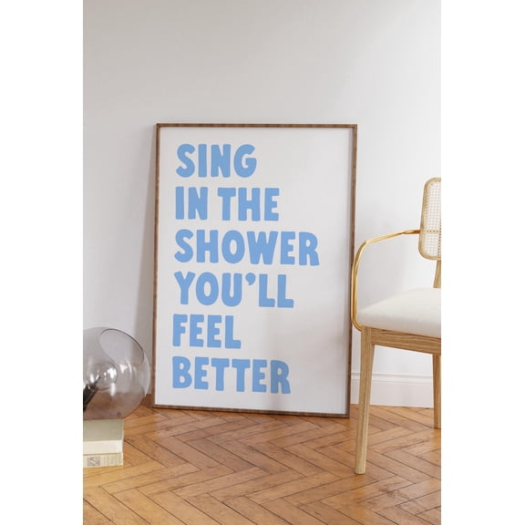 YaHaku Light Blue Bathroom Wall Art, Funny Bathroom Quote Poster , This Shower Is For Singing Poster , Trendy Bathroom Aesthetic Wall Art