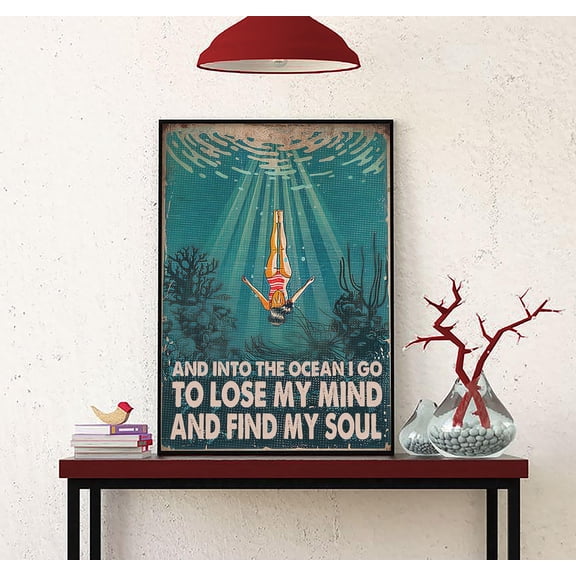 YaHaku Ocean Diver Poster, Inspirational Wall Art Posters, Mindfulness Quotes Poster, Relaxation Hobby Posters, Soul Searching Poster Decor Home.