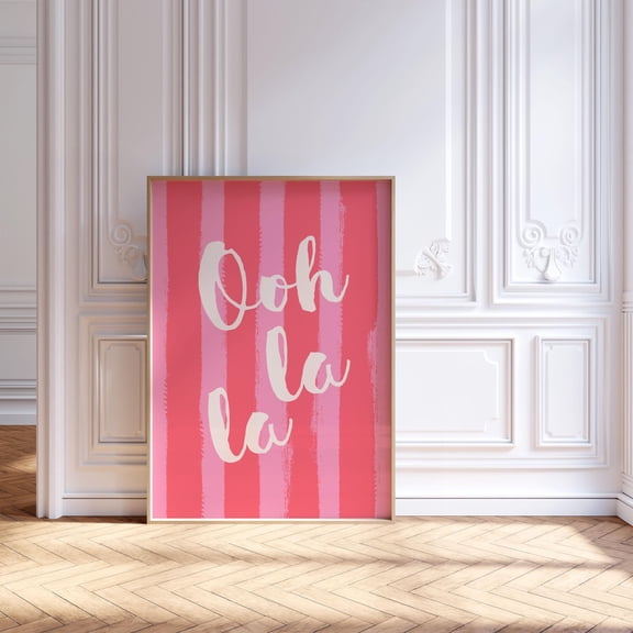 YaHaku Ooh La La Poster, Red Pink Dopamine Decor, Cute Girly Dorm Decor, Trendy Wall Art, College Apartment Aesthetic, French Typography, Digital