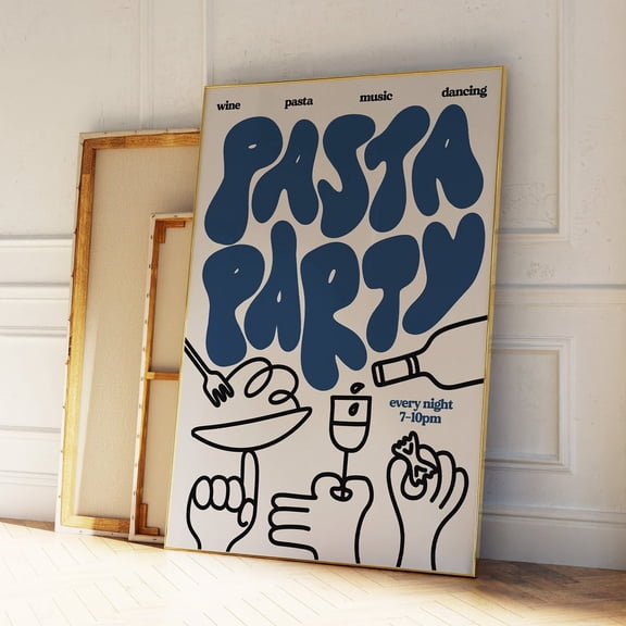 YaHaku Pasta Party | Food Print | Kitchen | Music Poster | Wall Art | A5 A4 A3 | Typographic | Wall Decor | Restaurant | Homeware | Home Decor