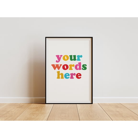 YaHaku Personalised Colour Text Art | Custom Wall Print | Bespoke Typography Decor | Perfect for a Kitchen or Living room