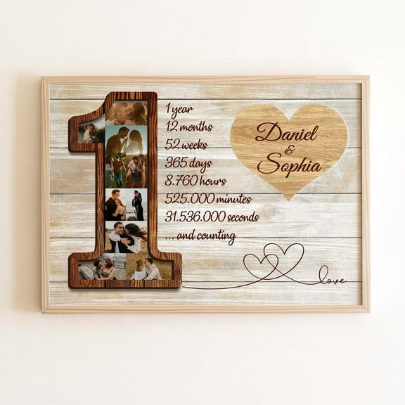 YaHaku Personalized 1 Year Anniversary Gift For Boyfriend, Girlfriend, 1st Year Anniversary Collage, First Anniversary Present For Couple