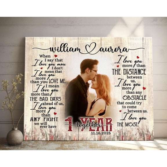 YaHaku Personalized 1st Wedding Anniversary Gift For Her, 1 Year Anniversary Gift For Him, When I Tell You I Love You, Custom Photo Wall Art
