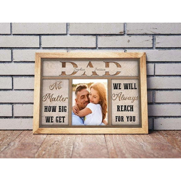 YaHaku Personalized Dad Poster With Kids Name, Dad No Matter How Big We Get We Will Always Reach For You Poster, Fathers Day Gift From Son Daughter