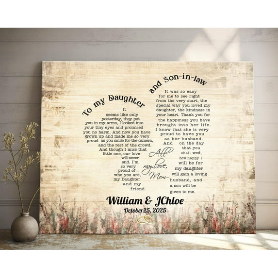 YaHaku Personalized Daughter And Son In Law Wedding Gift, Gift For Daughter On Wedding Day, Wedding Gift from Parents, Gift For Bride and Groom