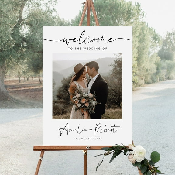 YaHaku Photo Wedding Welcome Sign, Welcome Wedding Board, Reception Poster, Modern Welcome Sign, Photo Welcome Sign, Editable Template
