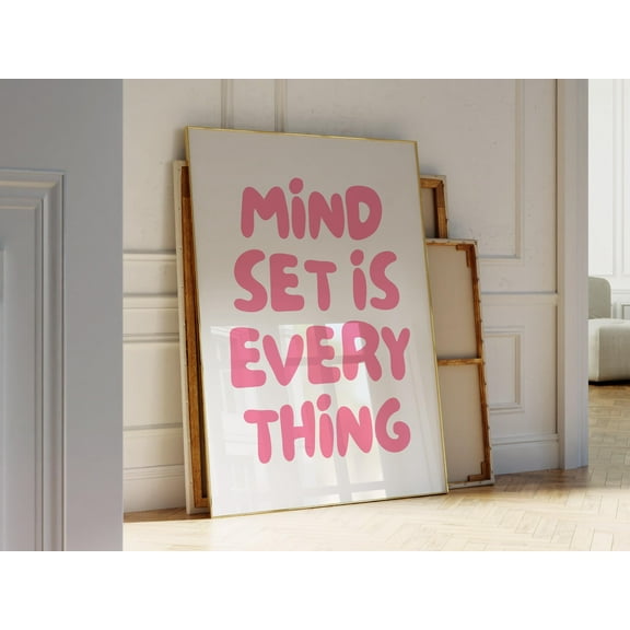 YaHaku Pink Home Office Wall Art, Motivational Quote Poster, Mindset Is Everything Poster , Entrepreneur Wall Art, Inspirational Poster