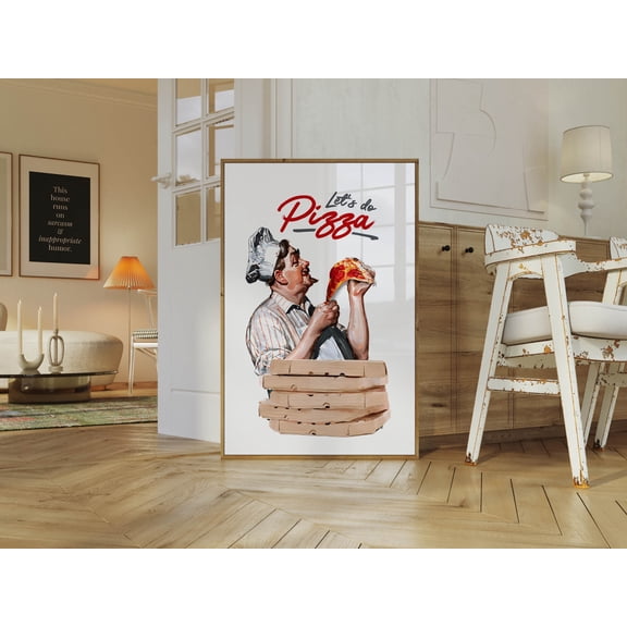 YaHaku Pizza Lover Print Funny Kitchen Art Pizza Wall Decor Pizza Chef Poster Vintage Style Painting Kitchen Wall Art Cooking Humor Food