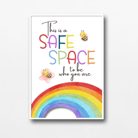 YaHaku This is a Safe Space to be Who You Are, Safe Space, Rainbow Poster, Calm Down Corner, Self Regulation, Guidance Counselor Decor, Inclusion