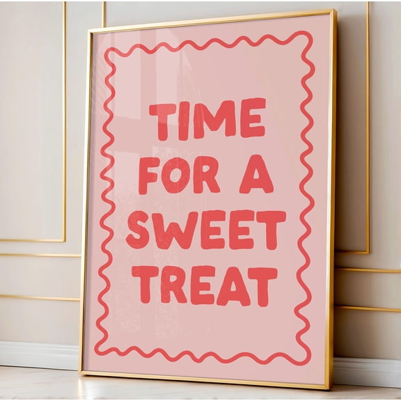 YaHaku Time for a a sweet treat Art Print | pink and coral wall art, fun kitchen wall decor, kitchen art print, snacks print, baker print, dessert