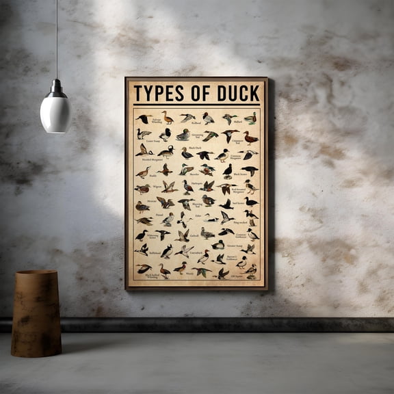 YaHaku Types of duck poster, Field Guide Duck Art Prints - Game Bird Art for Office Man Cave Lake House or Cabin - Rustic Hunting Decor