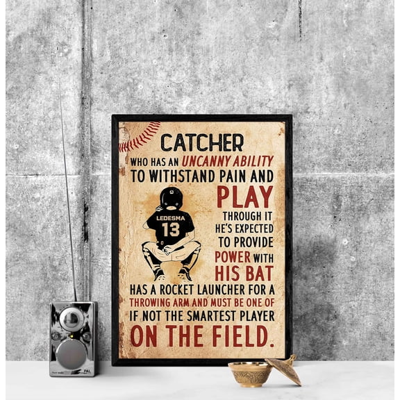 YaHaku Unframed Personalized Name And Number Baseball Poster, Gift For Boy Bedroom , Baseball Quotes Sign, Gift For Baseball Player