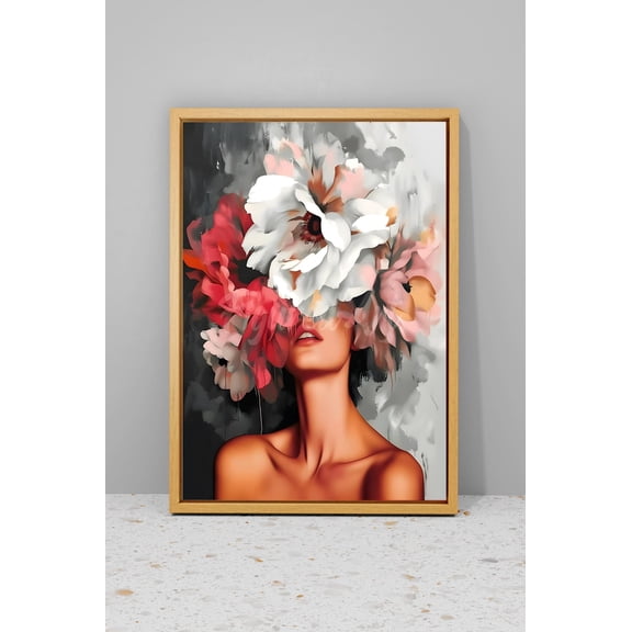 YaHaku Woman Flower Head Print Art, Woman With Flowers, Fashion Posters, Aesthetic Decor, Abstract Art, Female Painting Gifts, Modern Home Decor