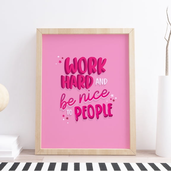 YaHaku Work Hard & Be nice Quote | Inspirational Quotes | Motivation | Girl Boss | Gift for her