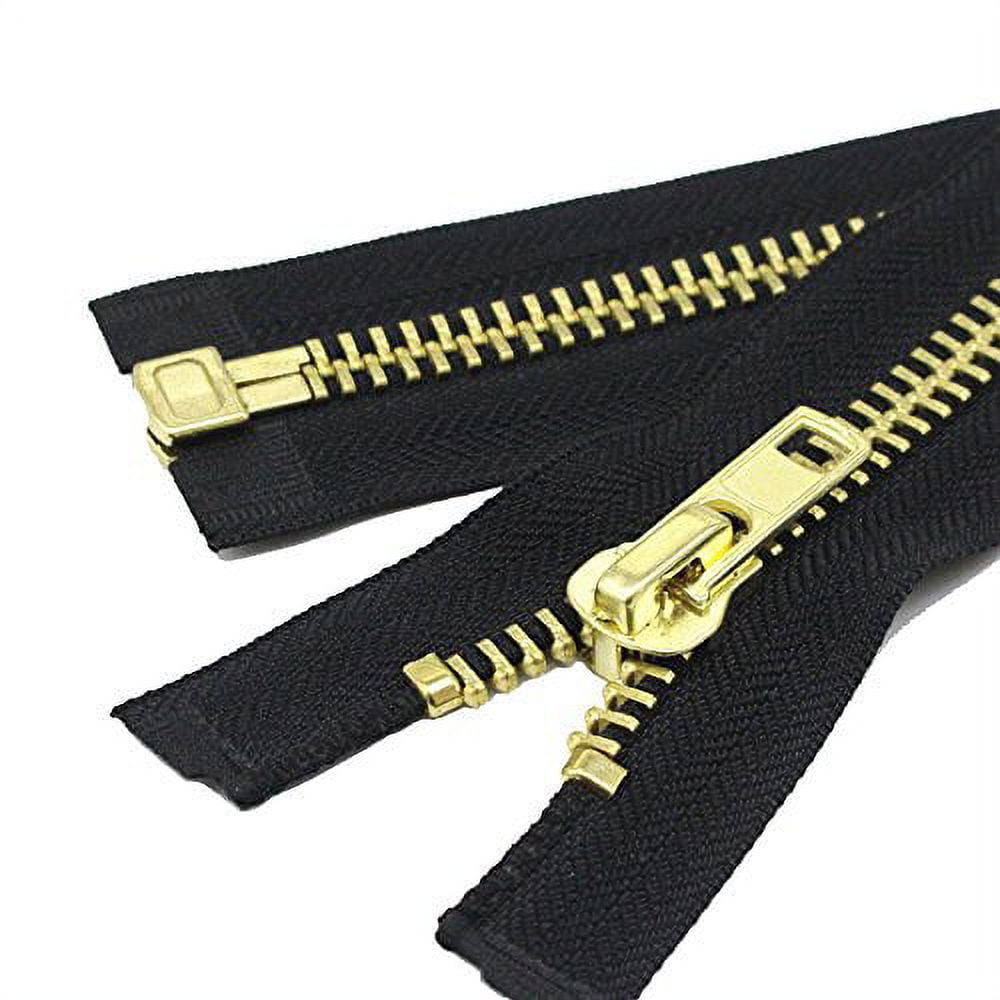 VOC #5 27 Inch Heavy Duty Zipper Two Way Plastic Separating Zipper for  Jackets Sewing Black Zippers Gold Teeth for Sewing Coats Crafts.(27)