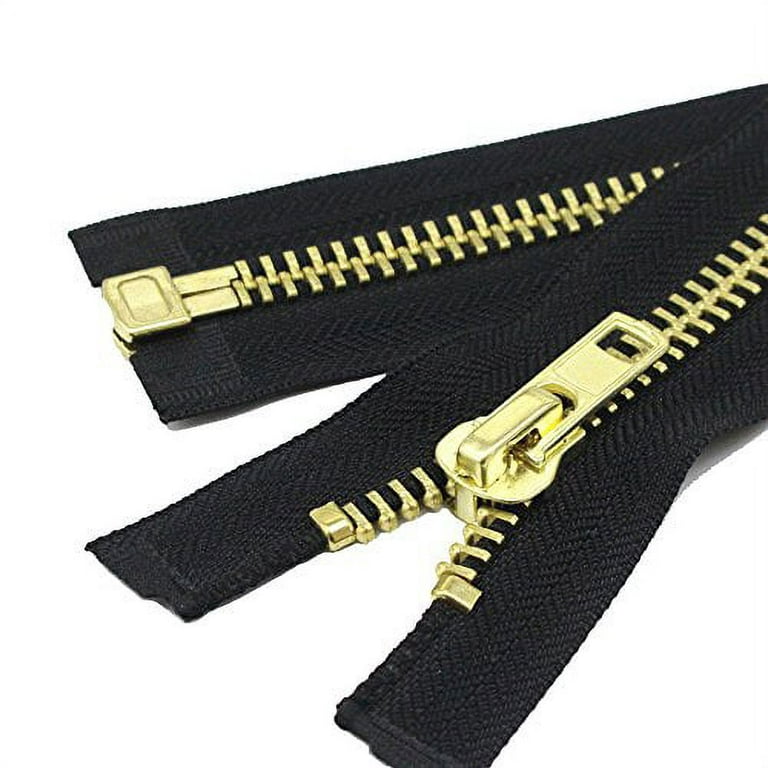 YaHoGa #10 26 inch Brass Separating Jacket Zipper Y-Teeth Metal Zipper Heavy Duty Metal Zippers for Jackets Sewing Coats Crafts (26 Brass)