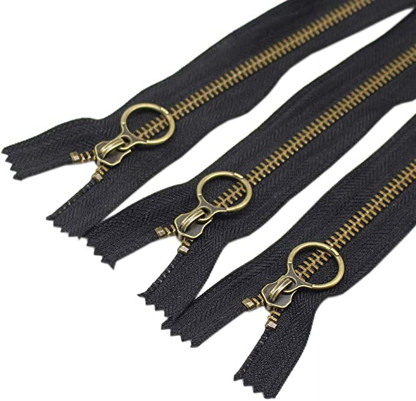 YaHoGa 10PCS 16 Inch (40cm) 5 Antique Brass Plated Metal Zippers Bulk
