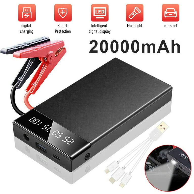 YaSaLy 20000mAh Car Jump Starter with USB Quick Charge,12V Portable  Emergency Starting Power Pack Auto Battery Booster Box Charger