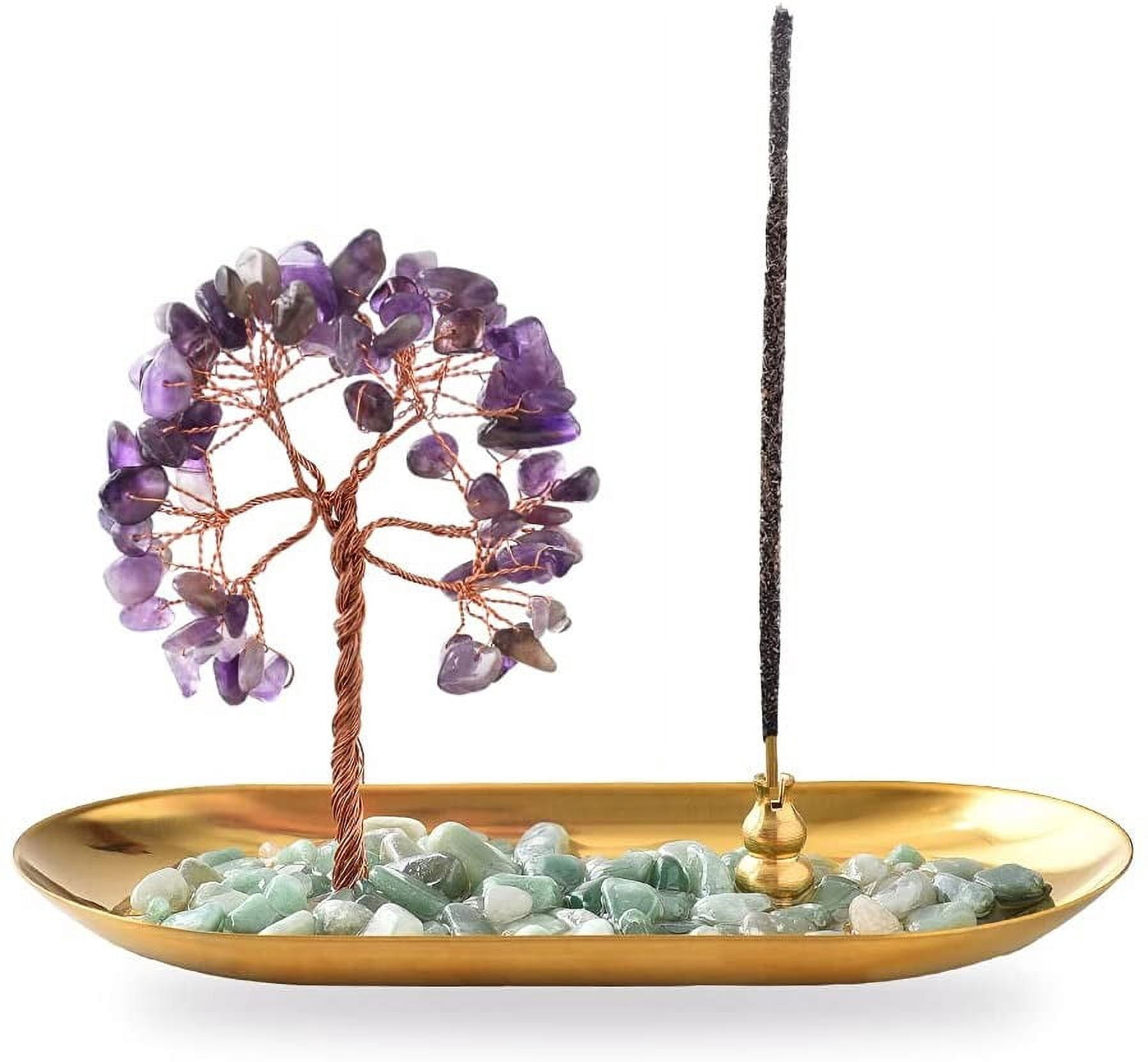 Crystal Money Tree Incense Burner Crystal Money Tree Incense Holder |  Handmade Stone Burner With 9 Holes For Sticks & Backflow Cones (Blue Lotus  Leaf) 9-hole Backflow Incense Burner