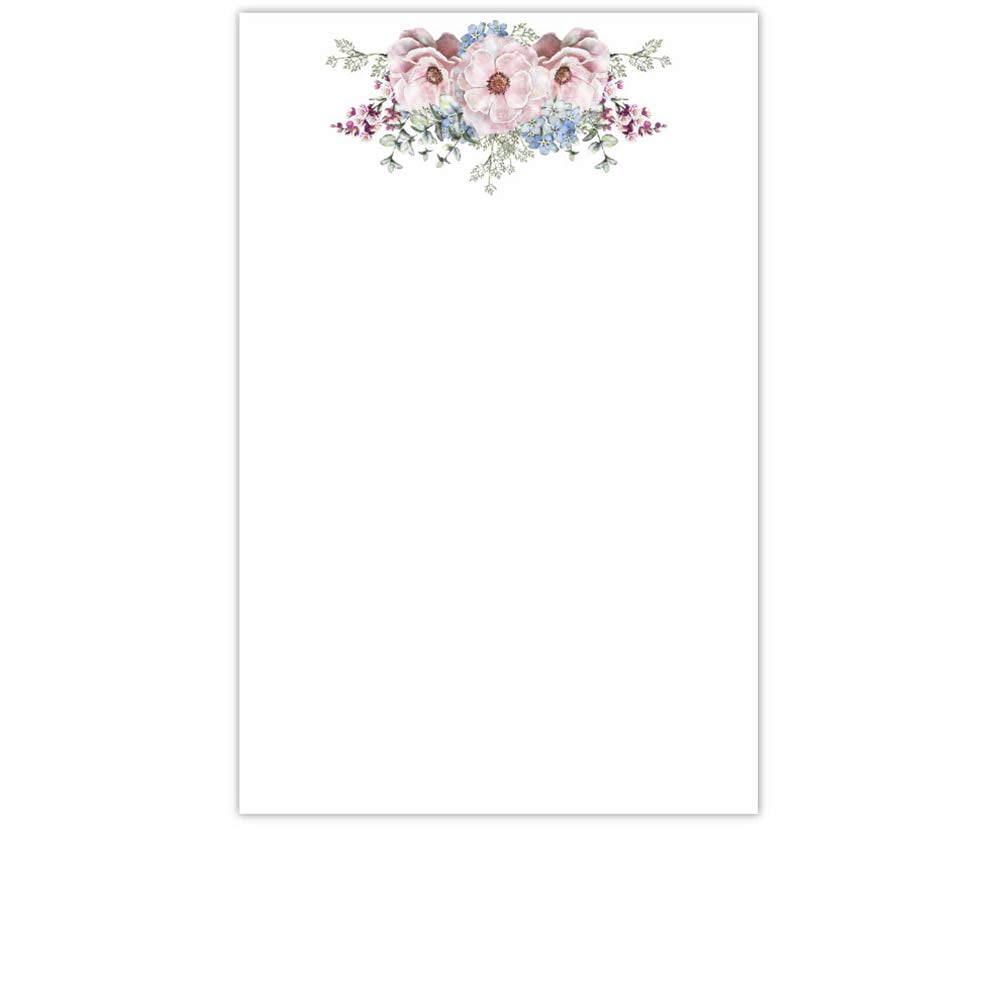 YaYstationery Notepads - Memo Pads - Scratch Pads - Writing Pads - Illustrated Notepads - 5.5 x 8.5 inches - Thick Premium Paper - Printed Notepad - Center Bouquet