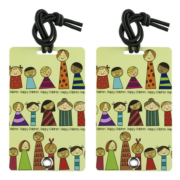 YaYtag Trendy ID Luggage Tags (Set of 2), Happy Children