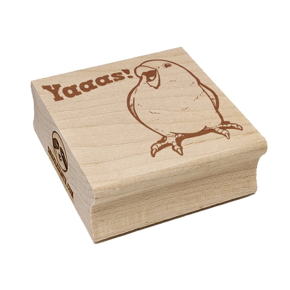 Yaaas Happy Parrot Yes Bird Square Rubber Stamp Stamping Scrapbooking Crafting - Small 1.25in