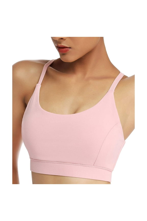 Cross Strappy Women Sports Bra Removable Pads Yoga Running Workout Bra