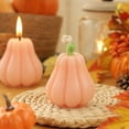 thumbnail image 1 of Yaayu 2-Piece Handmade Pumpkin Aromatherapy Candle Set, Warm Glow Thanksgiving Halloween Tabletop Decor, Pink, 3.07x2.36in, 1 of 7
