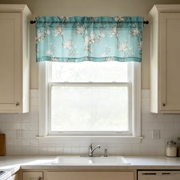 Yaayu 2D Print Kitchen Curtain Valance, Washable Polyester Short Window Treatment, Home Decor, A