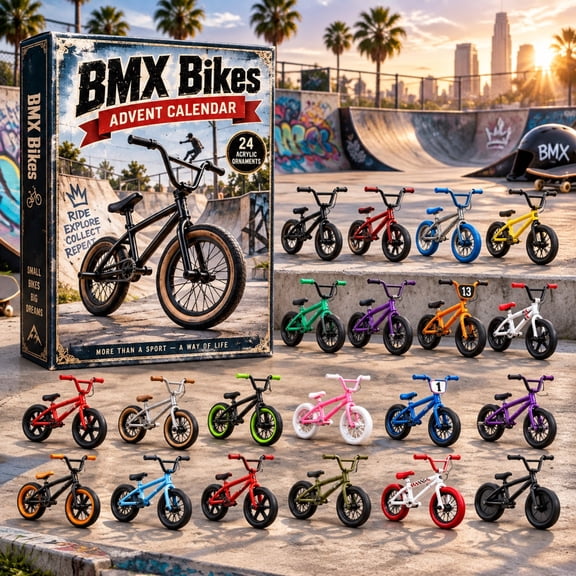 Yaayu Christmas Advent Calendar 2026, 24 Pcs Mini BMX Bike Models, Countdown Calendar Set with Rolling Wheels for Home Display