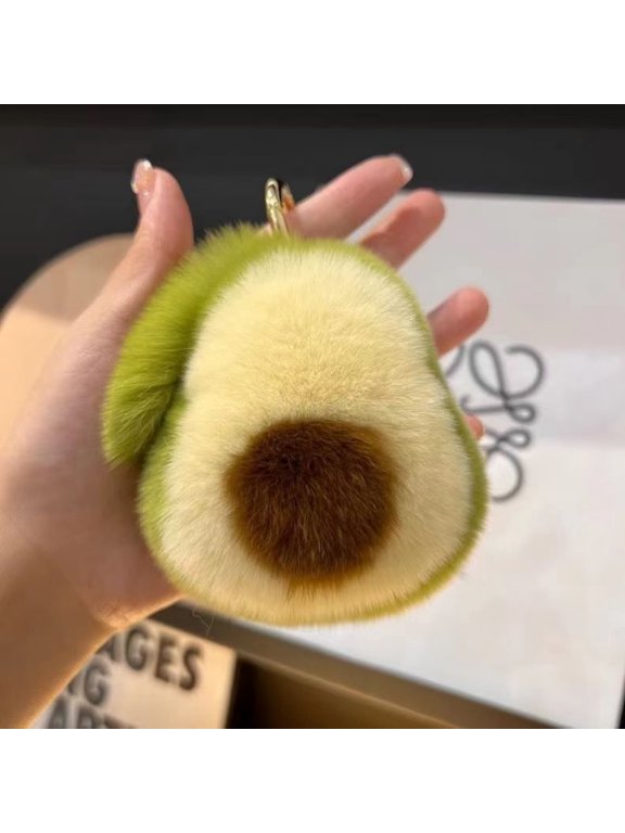 Yaayu Plush Avocado Keychain Pendant,5.1In Avocado Shape Bag Charm Multifunctional Bag Accessory for Daily Party