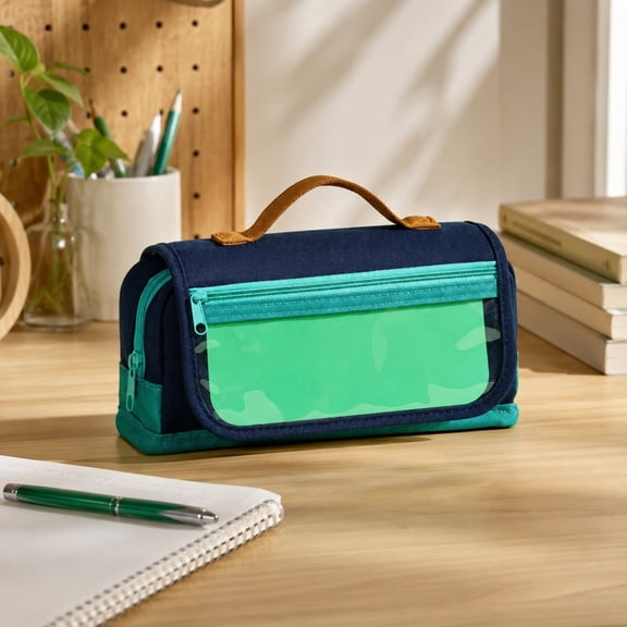 Yaayu Portable Large-Capacity Pencil Case Color-Blocking Multi-Layer Organizer for Students, Style C
