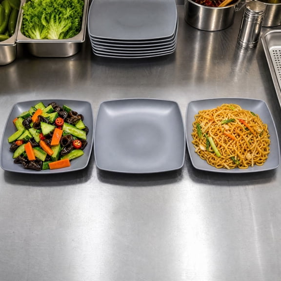 Yaayu Reusable Large Square Plate 10.4 Inch Plastic Dinner Platter for Home Kitchen Party Everyday Use