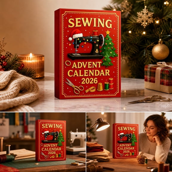 Yaayu Sewing Advent Calendar 2024, Christmas Countdown Calendar with 24 Flat Acrylic Sewing Supplies Ornaments Holiday Gift Box for Craft Lovers Family, Hanging Ornaments
