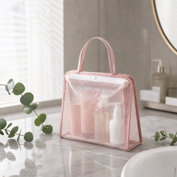 Yaayu Transparent Waterproof PVC Wash Bag, Breathable Toiletry Cosmetic Organizer for Travel, Storage Trunks & Bag, Clear