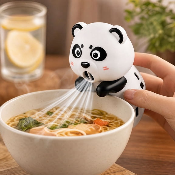 Yaayu USB Rechargeable Clip Fan Cute Panda Shape 3 Wind Settings Portable Tabletop Fan for Drink Bowl Food