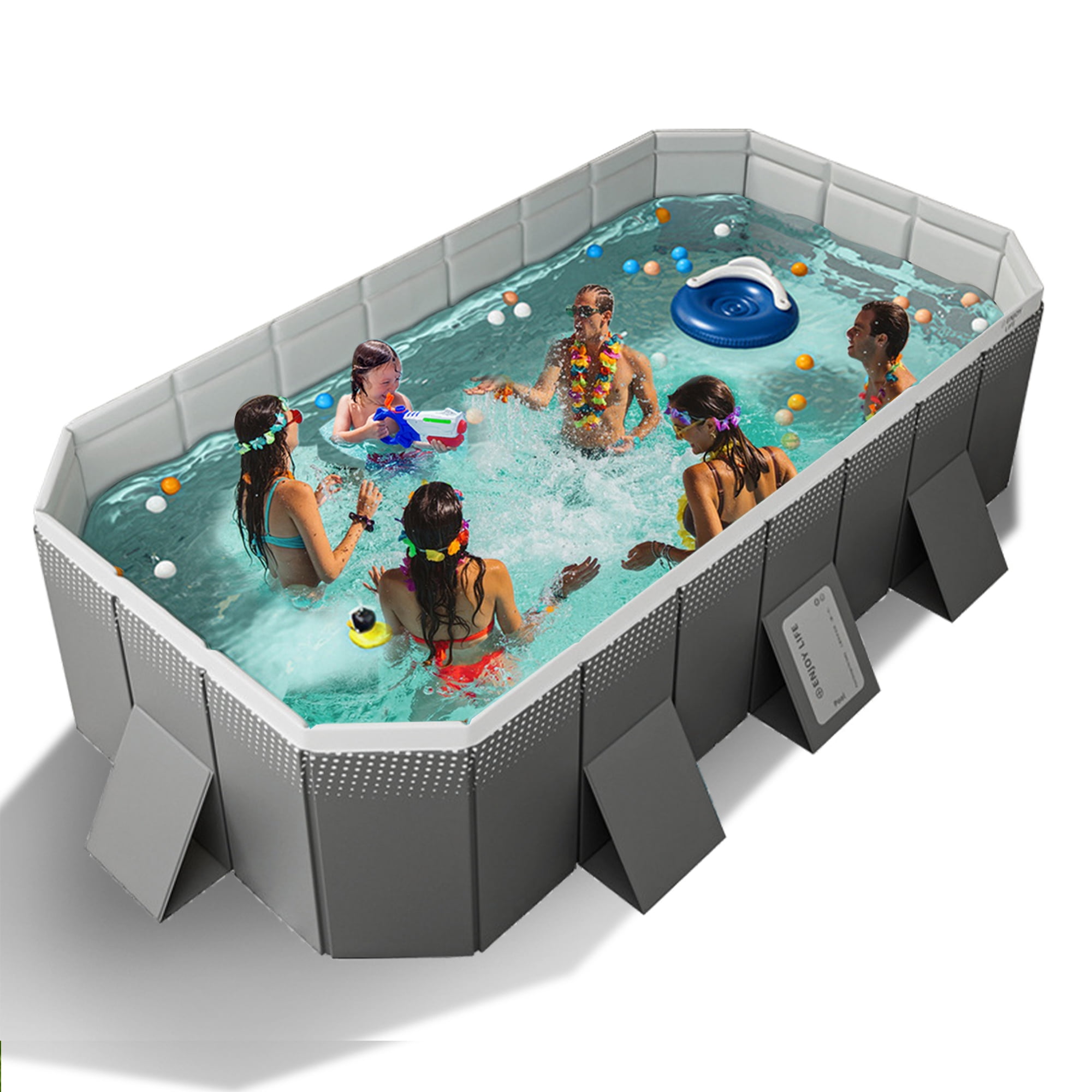 Yabanana 113“ Kids Adult Foldable Swimming Pool Above Ground Pool for 1 ...