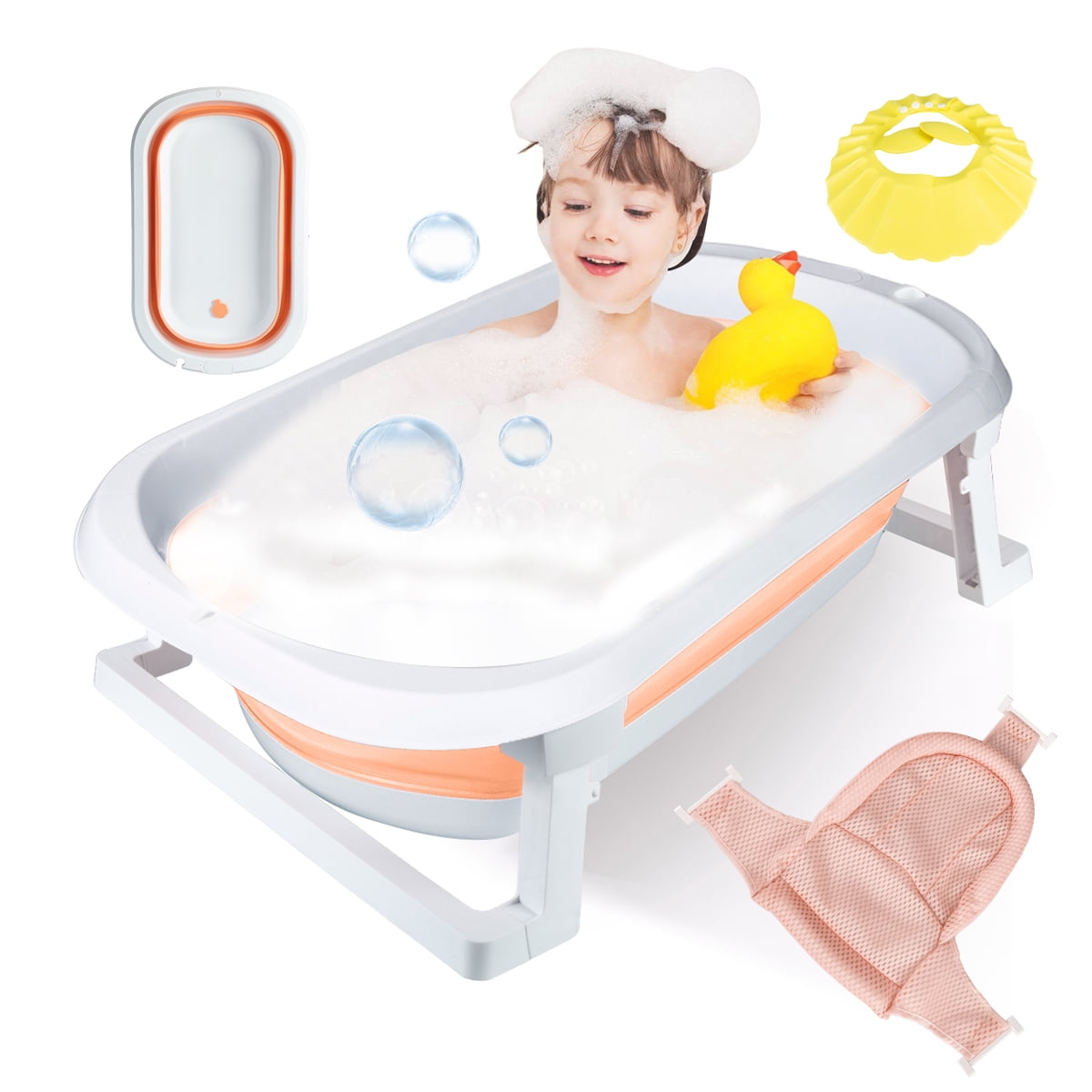 Yabanana Baby Bathtub with Pad for Newborn, Anti Slip Floating