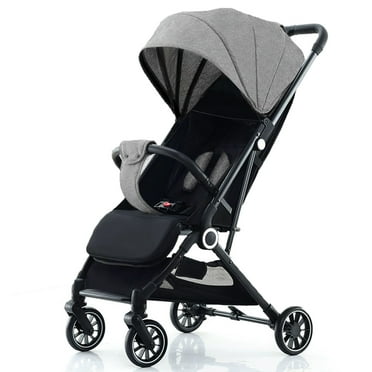 Yabanana Baby Stroller, portable on-the-go one-touch retractable folding stroller for 0-4 years old babies. Gray