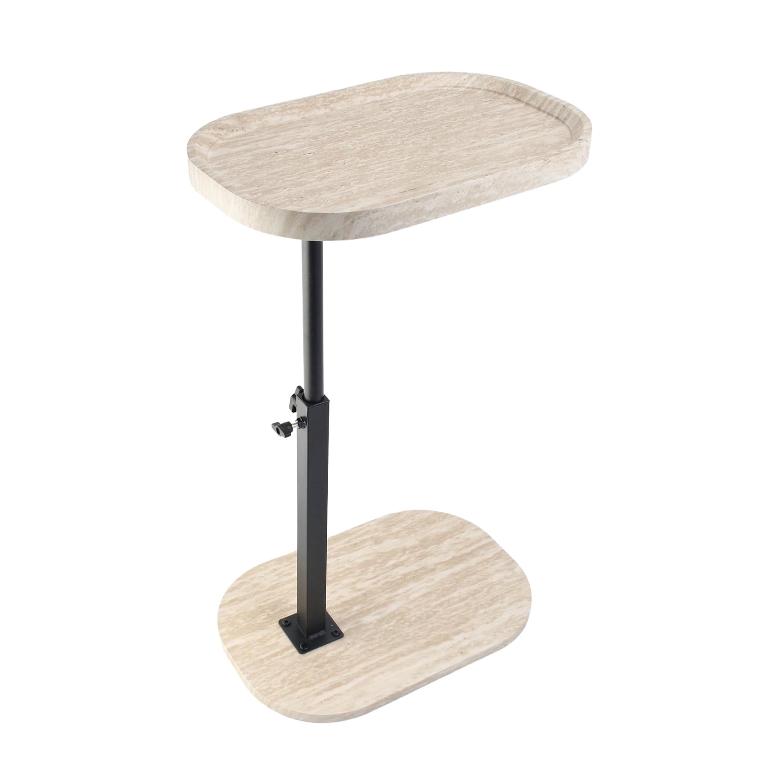 Yabanana C Shaped Side Table End Table, 360° Swivel and Adjustable Height Side Table Sofa Table for Couch (Withe)