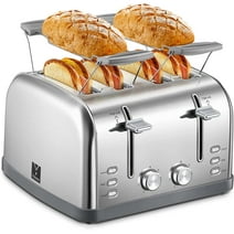 Yabano Toaster 4 Slice, Extra Wide Slots, Stainless Steel with High Lift Lever
