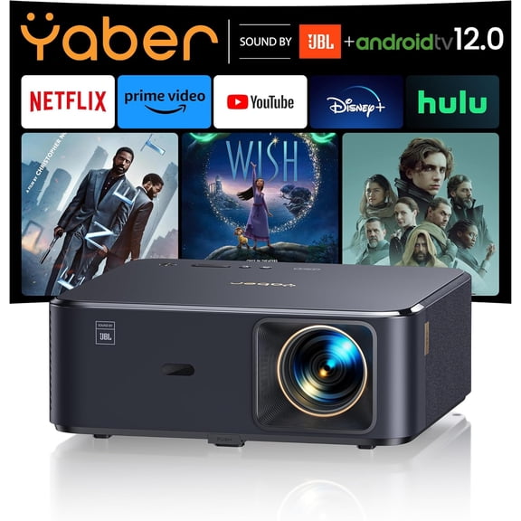 Yaber K2S 1000 ANSI WiFi 6 Bluetooth Projector, JBL, Dolby Audio, Auto Focus & Keystone, 1080P 4K Supported Projector - Black