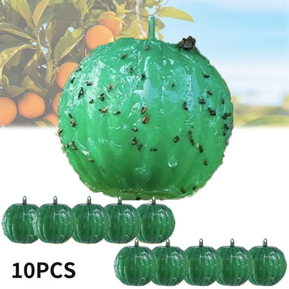 YabuSS 10PCS Fruit Fly Trap Outdoor Hanging Sticky Fly Stick Wasp Trap Bee Trap, Garden Flying Insects Trap Indoor or Outdoor Use, Ready to Use Home, Dark Green